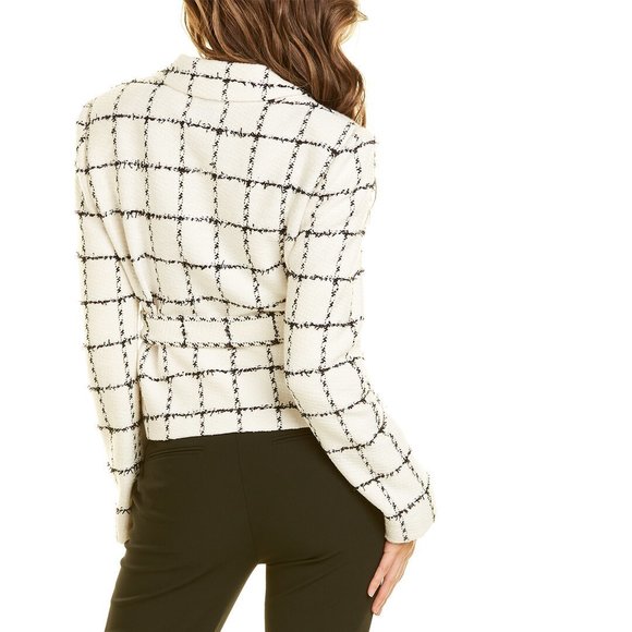 St. John Windowpane Wool-Blend Jacket - Picture 2 of 4